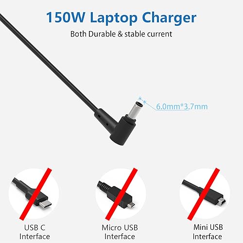 Miniatura 2 de Cargador de portátil para juegos de 150 W para Asus Rog Strix GL531GT GL731GT TUF FX505DU FX505DT FX505GT FX705GT FX705DD FX705DT FX705DU Asus