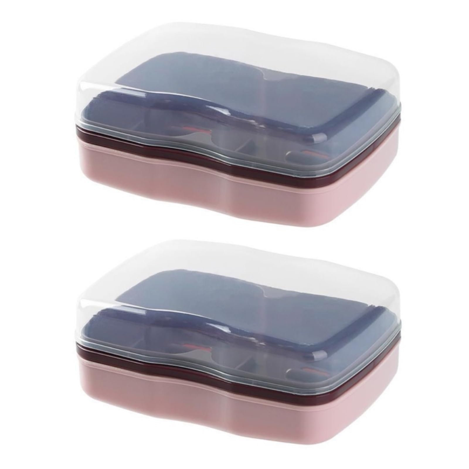 soap dish， With Cover And Drain Pack Of 2 Multicolor(Roze)