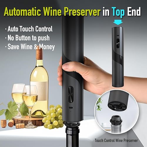Miniatura 4 de Abrevino eléctrico 2 en 1, abridor de vino eléctrico en la parte inferior + bomba de preservación de vino al vacío en la parte superior | Abrevino