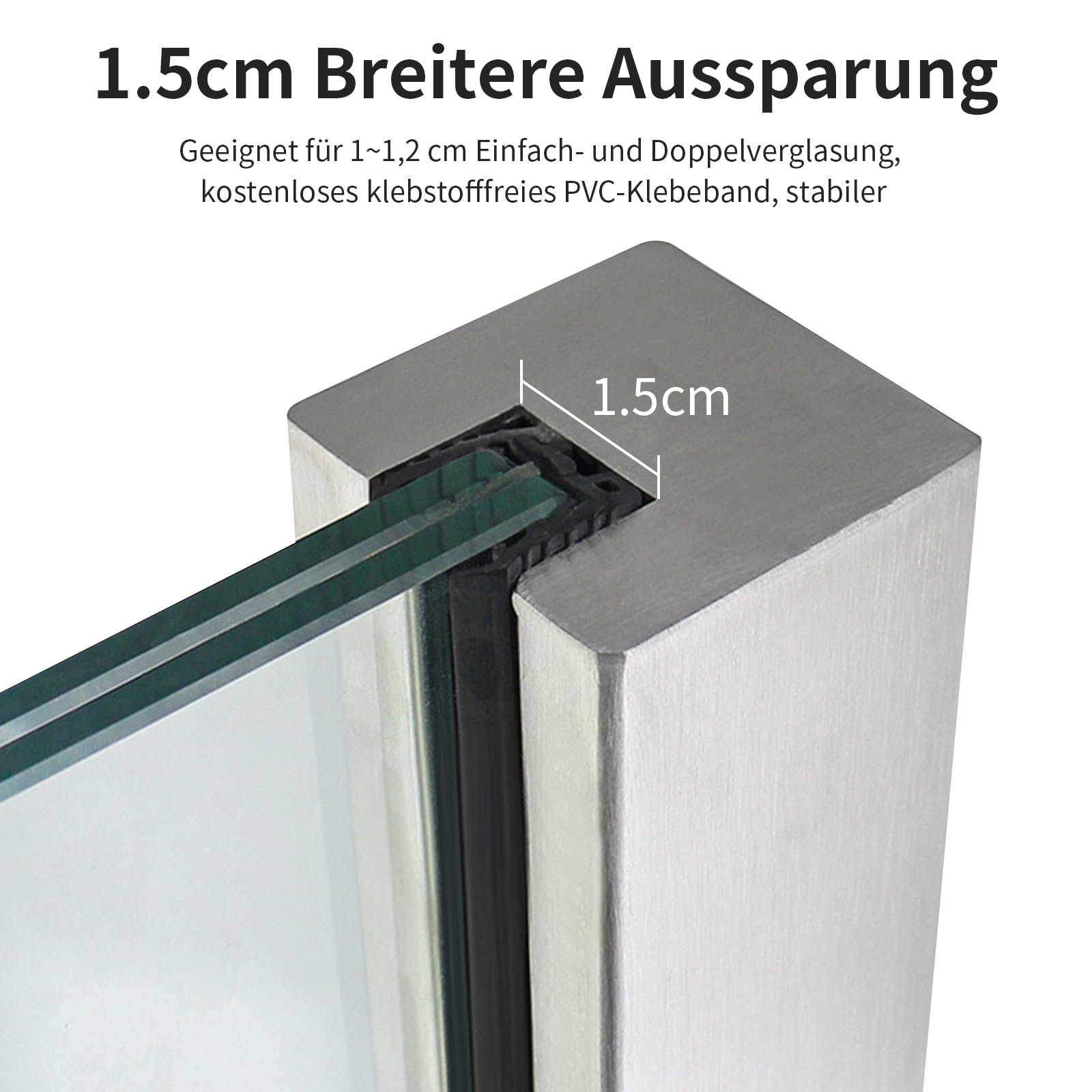 MM MELISEN Poste de balaustrada de cristal, poste de barandilla de vidrio de acero inoxidable 304 para peldaños, balcones, escaleras, terrazas, escaleras de patio (Silver-65cm- Corner Post)
