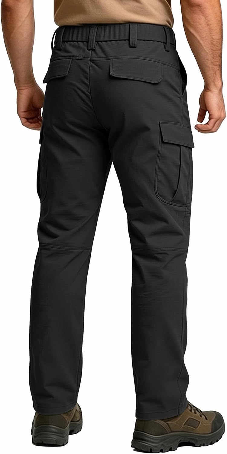 Men's Tactical Cargo Pants for Military and EDC - Rugged Ripstop with Stretch Waist - Regular Fit Work Pants