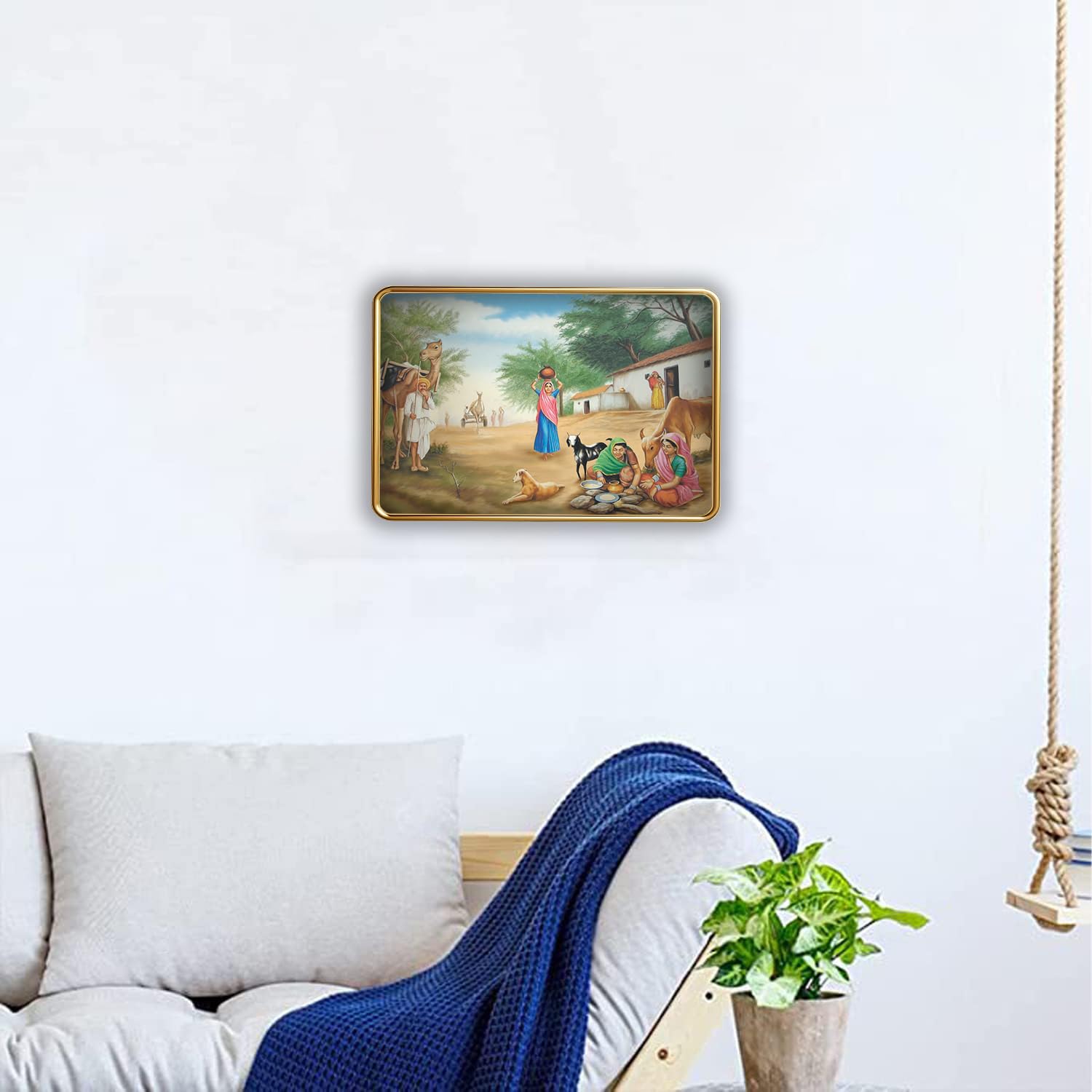 Rajasthani Village Photo Frame - Gold & Sparkle -7