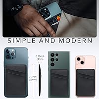 Vista 4 de Cartera de cuero para teléfono, soporte adhesivo para tarjetas de crédito para funda de teléfono, compatible con iPhone, Samsung, Android y todos