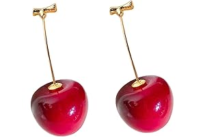 3D Funky Red Cherry Fruit Drop Dangle Earrings for Women Charm Jewelry