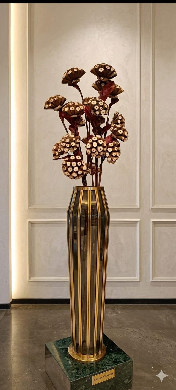 Artificial Dried Lotus Pod Flower Stems for Home Décor (Set of 5) – Brown Decorative Floral Arrangement-image-34