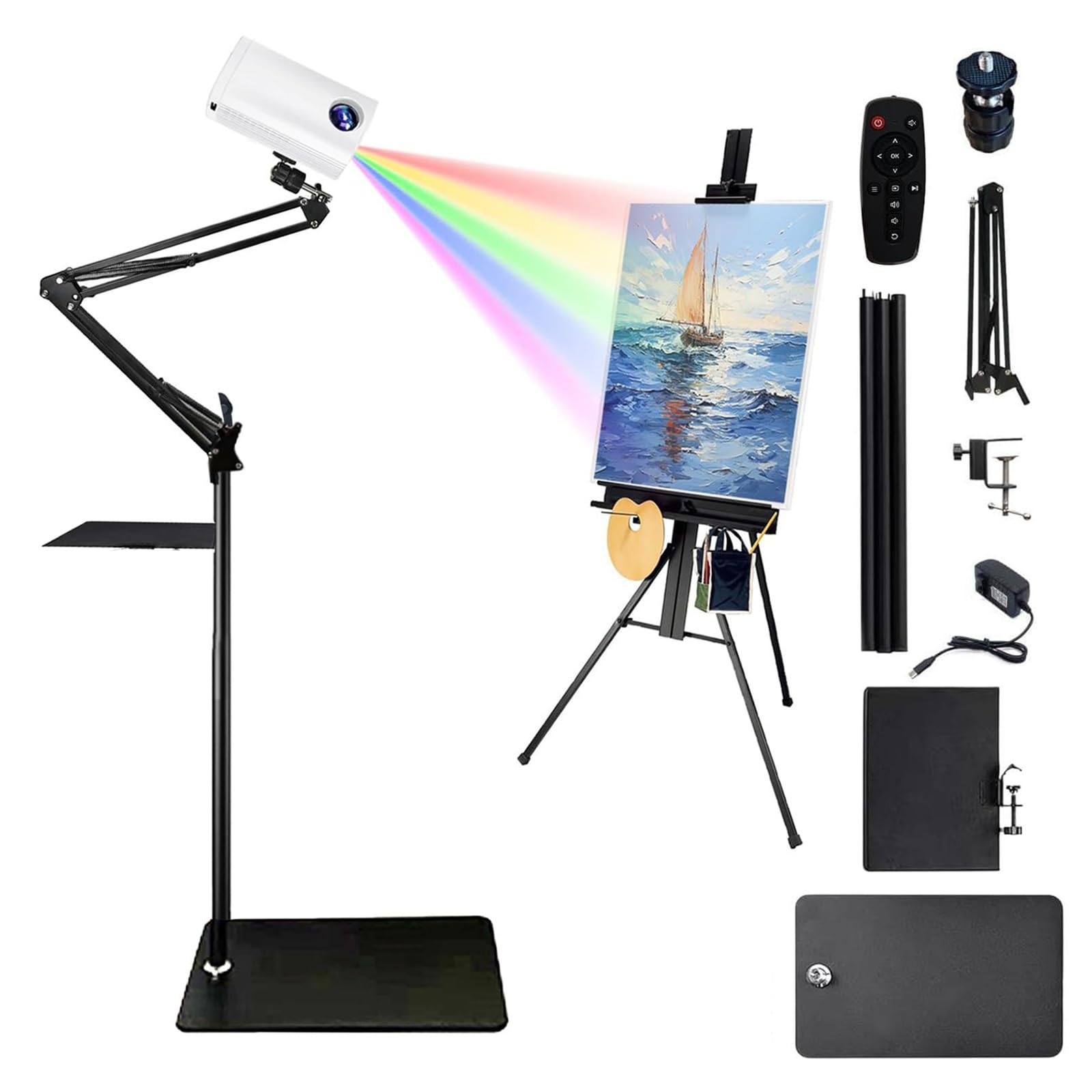 Lampa projekcyjna do sztuki, wodoodporna tablica do szkicowania, przenośne projektory do rysowania, inteligentne projektory do szkicowania dla dzieci i dorosłych(White,1.95m)