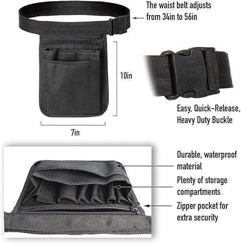 Miniatura 7 de Bolsa de cintura para herramientas de jardín, bolsa de enfermera, bolsillo con cremallera, tela Oxford para jardinería