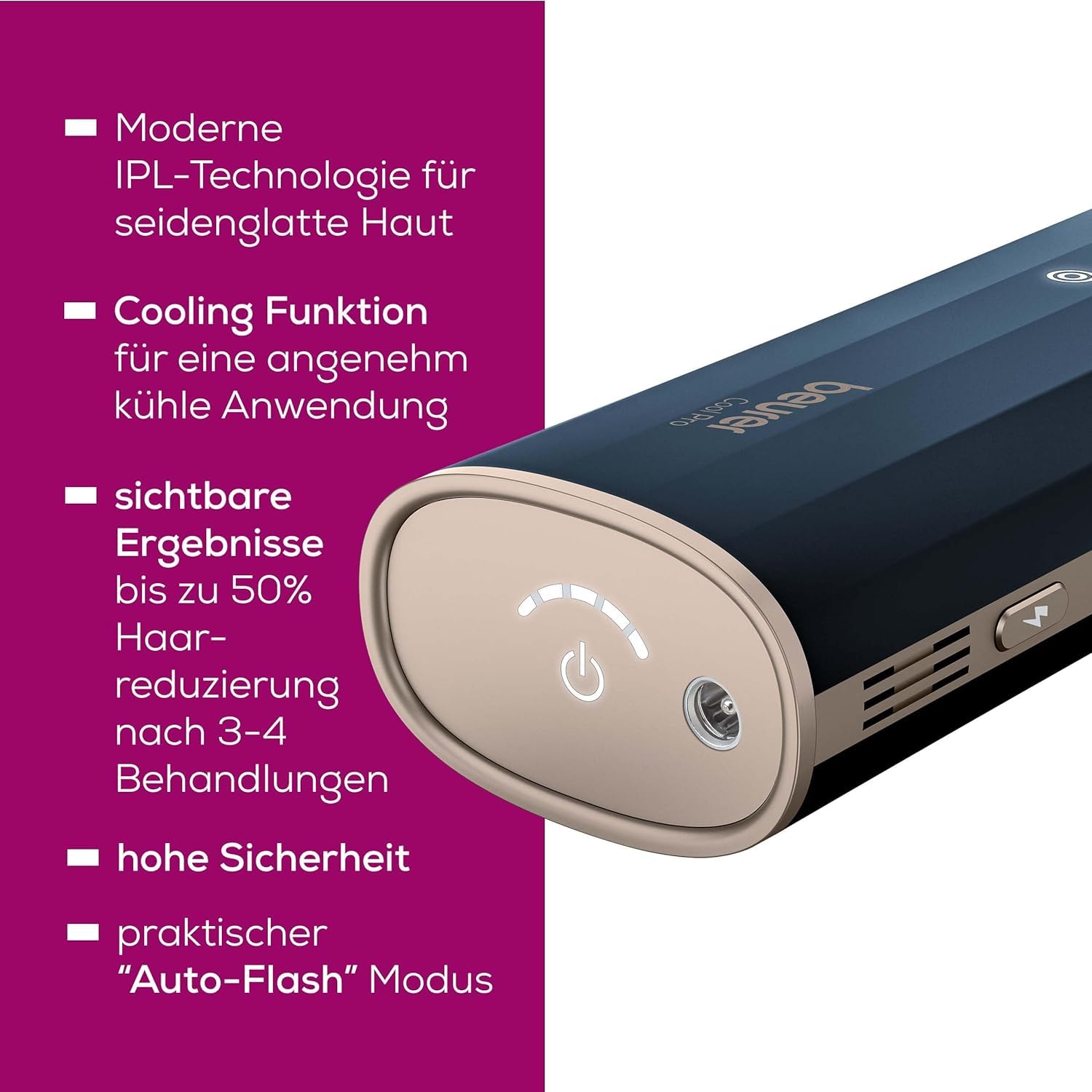 Beurer IPL 7800 COOL PRO Haarentfernungsgerät mit Kühlungstechnologie, 5 Intensitätsstufen, bis zu 1 Mio. Lichtimpulse