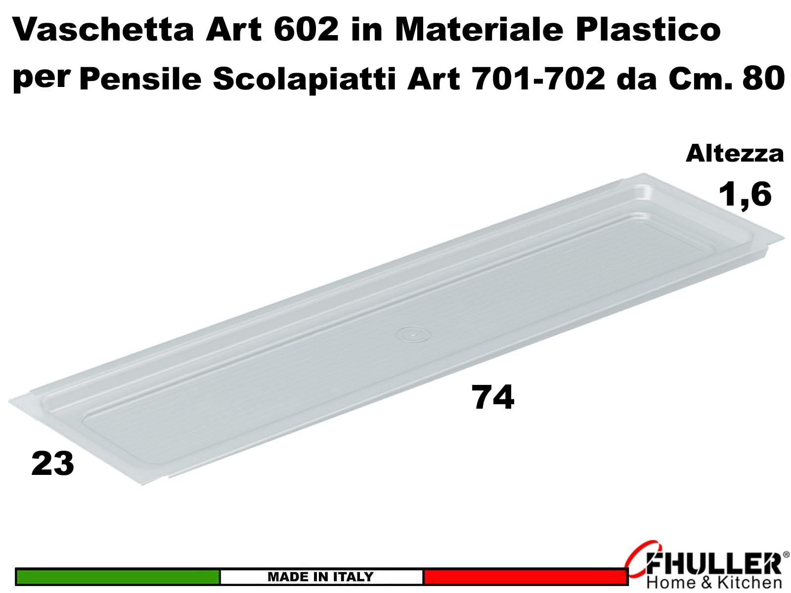 Kit Scolapiatti 76 cm da Incasso per Mobile Pensile Vasistas cm. 80 completo di Telaio Regolabile e Vaschetta
