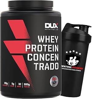 Whey Protein Concentrado Chocolate Pote 900g + Coqueteleira – Contribui para o Ganho Muscular Hipertrofia – Dux Human Health