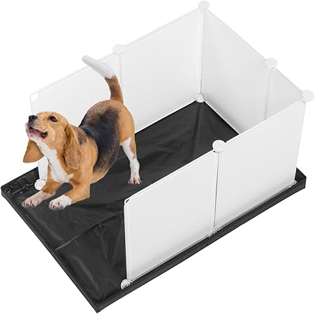 MEEXPAWS Dog Pee Pad Holder Large with Dog Litter Box Enclosure Splash Guard, Foldable Liner Base 33'' x 23'', Indoor Potty, DIY Cat Litter Box Enclosure, Litter Box with High Walls