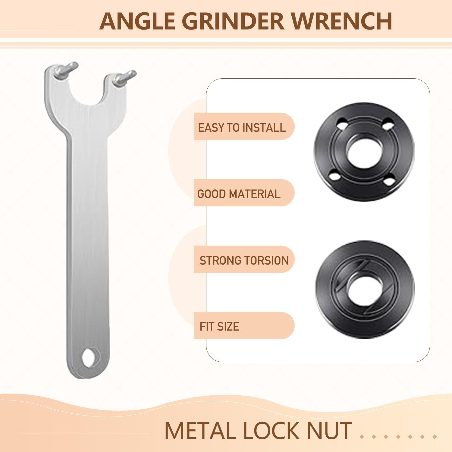 4.5" 5" 5/8-11 Angle Grinder Wrench Spanner Metal Lock Nut for DW Milwaukee Makita 193465-4 Compatible with Bosch Black & Decker Ryobi 4.5" 5" 5/8-11 Replacement Part （5PCS）