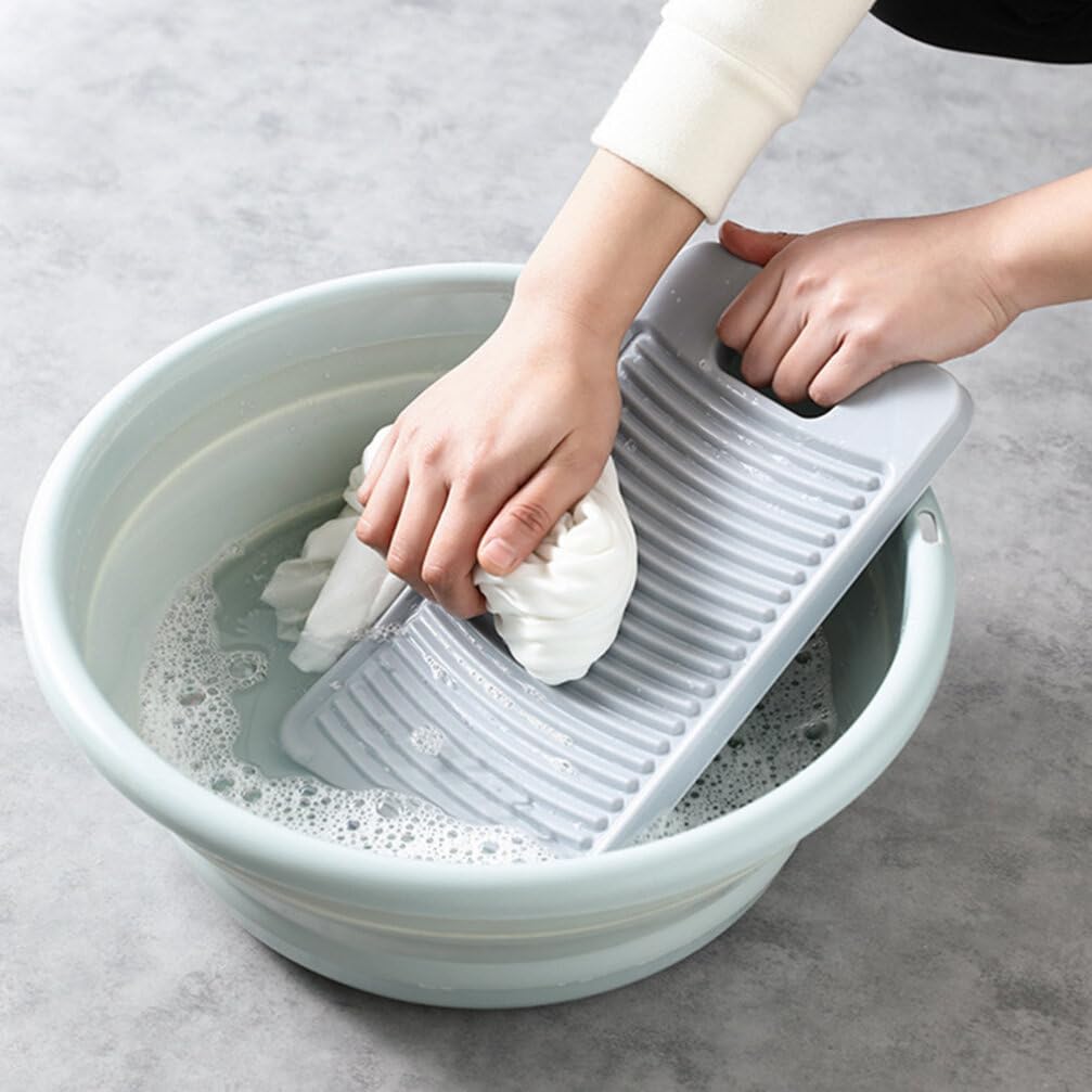 U-MAX Wash Board Grams Weight Anti-Skid Laundry Water Saving Washboard Scrubbing Pad for Kid Clothes Shirts Hand Towels for Home with Soap Holder (Grey, Small (1 PC))-image-10