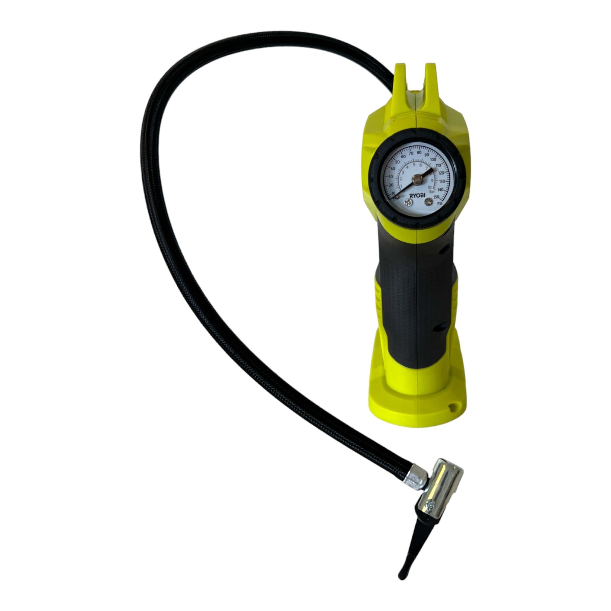 Ryobi Compresseur de Loisirs 18V Gonfleur Livré avec 1 Batterie Lithium+ 18V 2,0 Ah, 1 Chargeur Rapide 2,0 A et 3 Embouts de Gonflage pour Pneus de Voiture, Vélo, Ballons et Autres R18PI-120GJ