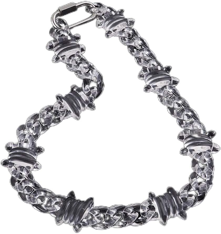 Rock Punk Transparent Acrylic Spike Chain Necklace For Men Women New Clear Chain Lock Pendants Necklaces 2021 Jewelry (Metal Color: Light Yellow Gold Color)