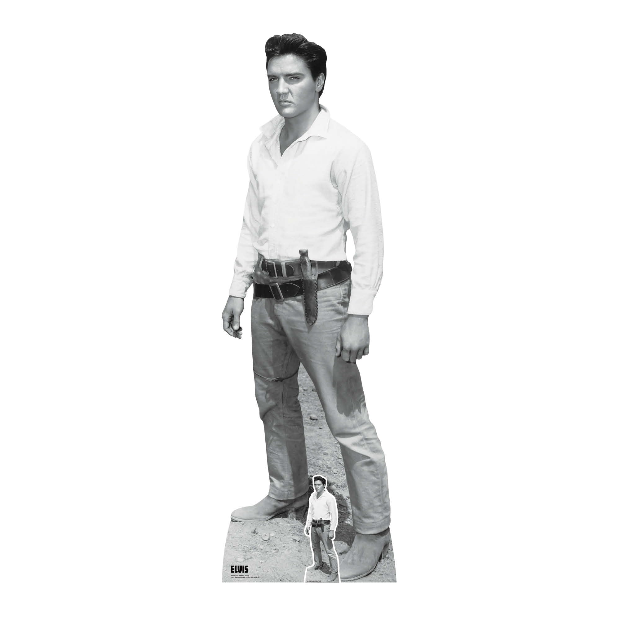 Star Cutouts SC4719 Elvis Presley Black & White Western Cowboy Cardboard Cutout 185cm β Stylish Elvis Display for Fans & Collectors