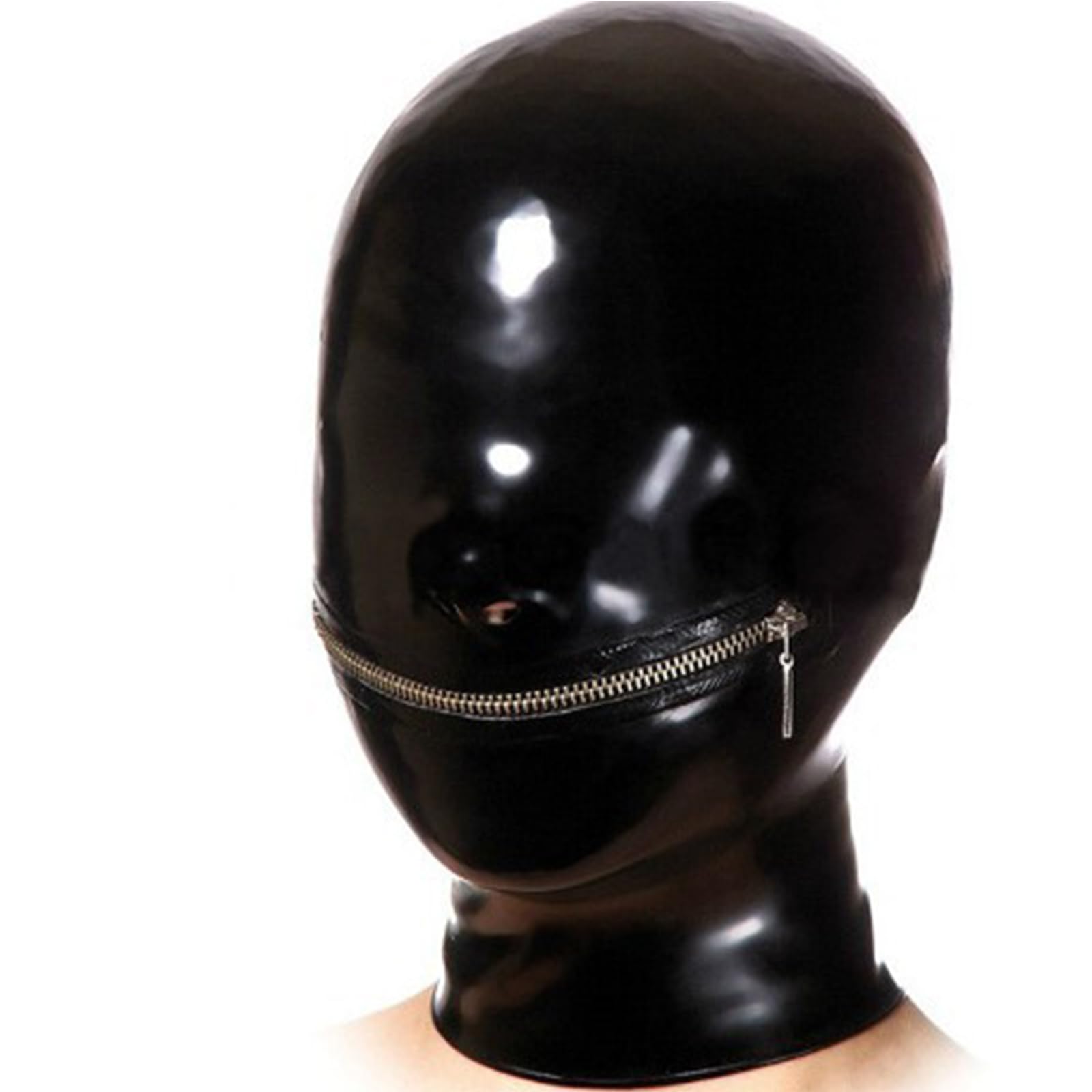 PRLBESL Latex Hood Halloween Full Face Mask Zipper Opens Mouth Party Decorate Mask Back Zipper BDSM Unisex Cosplay(Size:XXL-73CM)