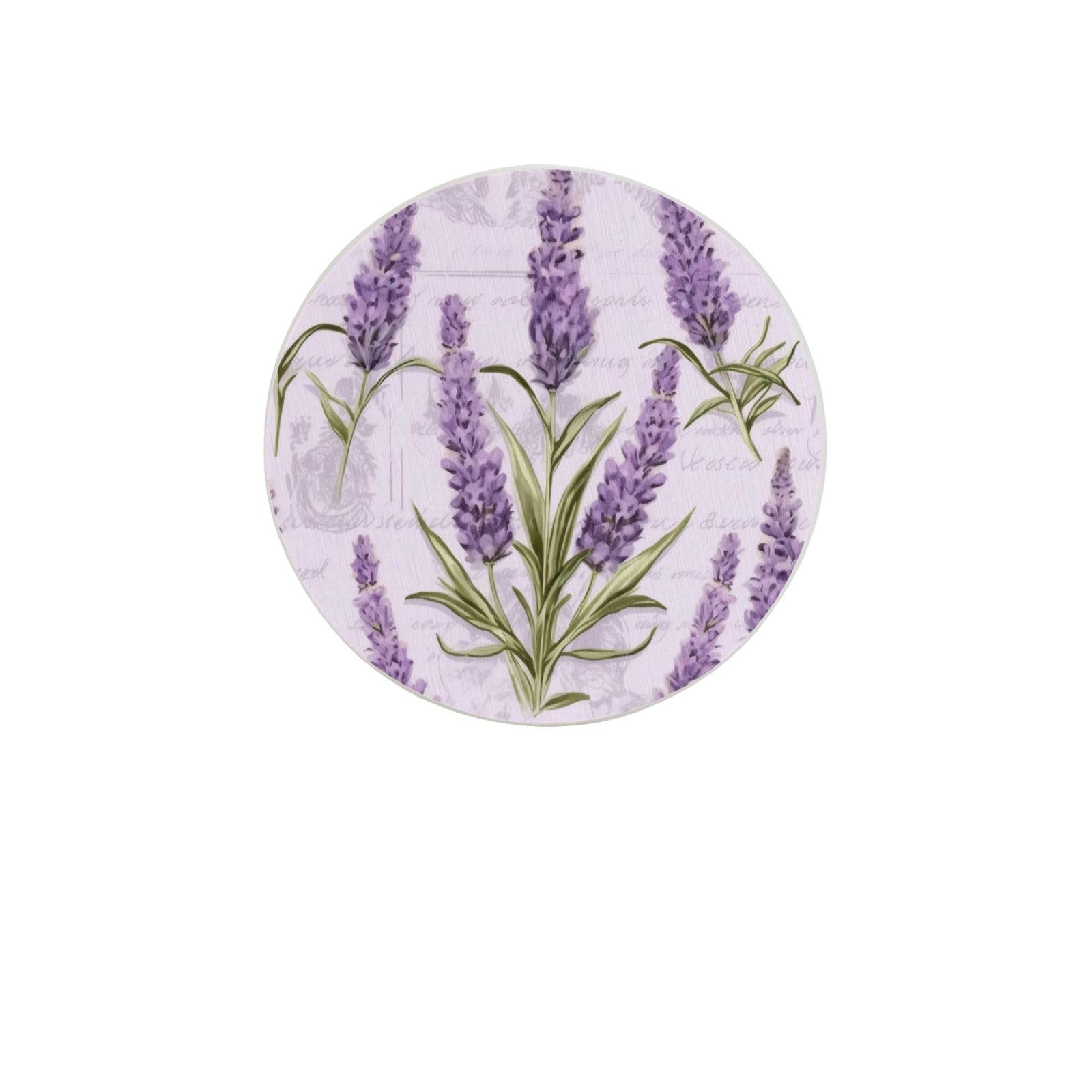 Lavender Stamp Absorbent Drink Coasters Diatomaceous Round Coaster 4 Inch Reusable Cup Coasters Set 4pc