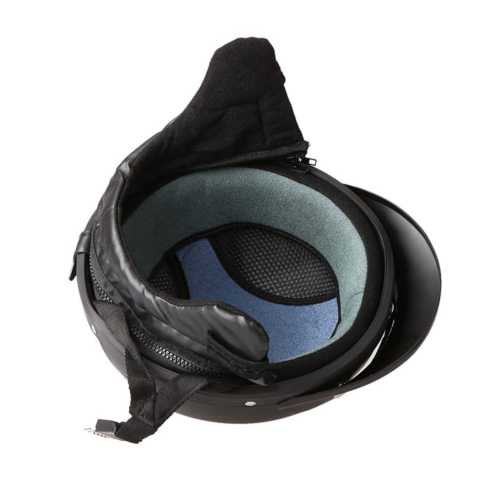 HUIOP Casques de Trottinette,Moto Scooter Open Face Demi Casque de Cuir avec visière UV Lunettes Retro Vintage Style 54-60cm
