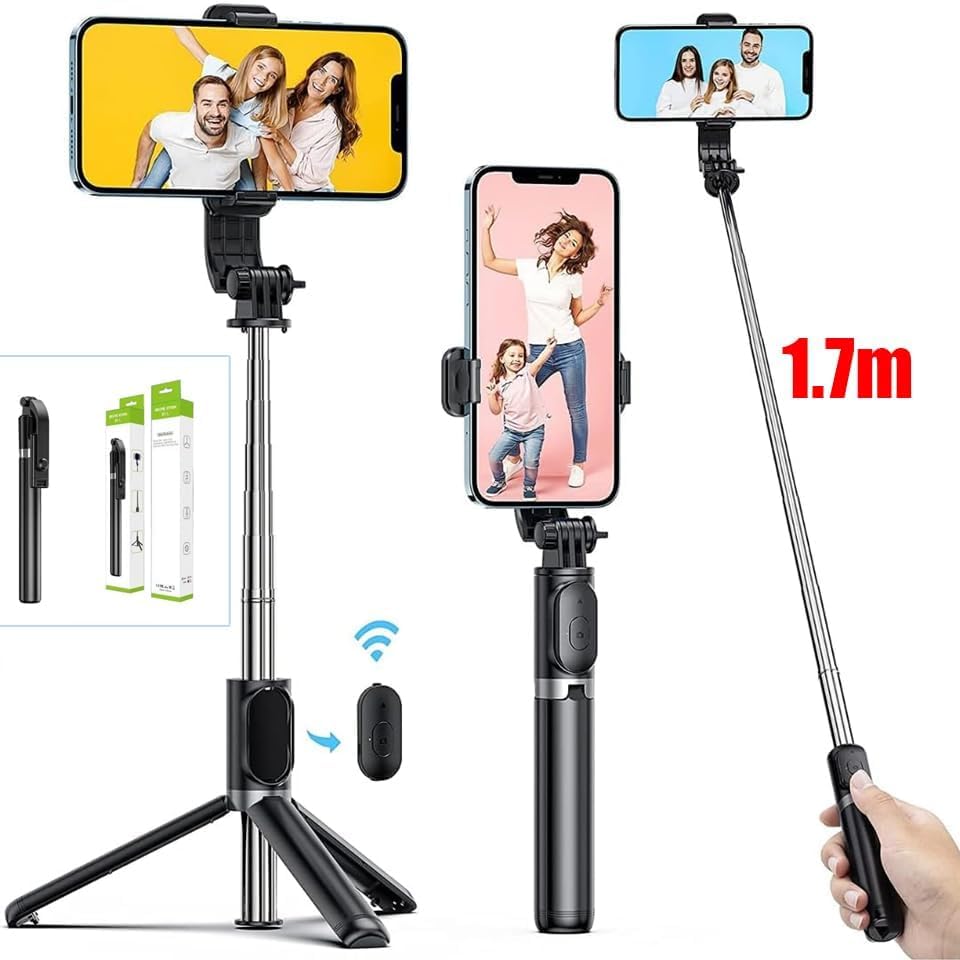 Image of Extendable Selfie Sticks with Wireless Remote 3-in-1 Multifunctional Selfie Stick with Tripod Stand Compatible with iPhone 17 16 15 14 13 12 11 Pro Xs Max Xr X, All Smartphone (169 CM)