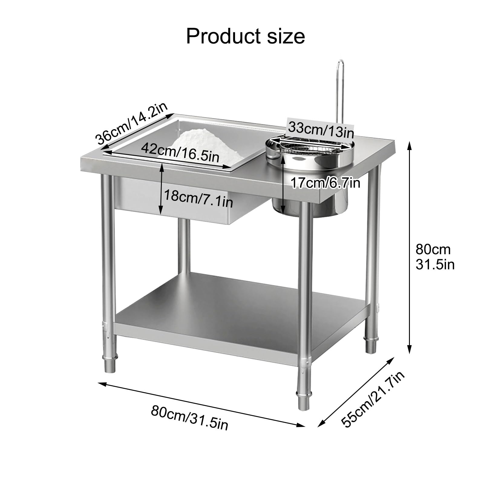 Mesa para Empanizar, Mesa De Empanado Estación De Preparación De Pollo Frito, Encimera De Acero Inoxidable para Rebozar Pollo Frito, para Cocina Restaurante Negocio