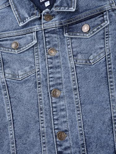 Image of KiddoPanti Boys Denim Jacket | Cotton Poly Blend with Spandex | Washed Denim, Full Sleeve | Button Closure & Front Flap Pockets | Collared Neck