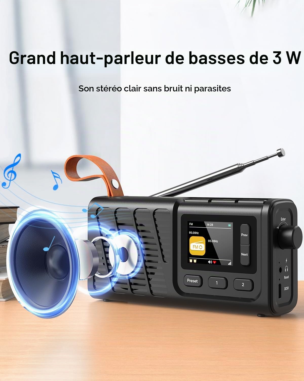 Radio Portable Dab avec Bluetooth, Radio FM Rechargeable par USB, radios numériques alimentées par Piles avec poignée élégante, 40 Stations préréglées, minuterie de Mise en Veille/réveil Double