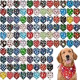 Paterr 100 Pieces Dog Bandanas Bulk Christmas Pet Handkerchief Soft Dog Cute Triangle Bibs Kerchief Adjustable Washable Xmas Pet Scarf Costume Accessory Decoration for Small Medium Dogs Puppy Cats