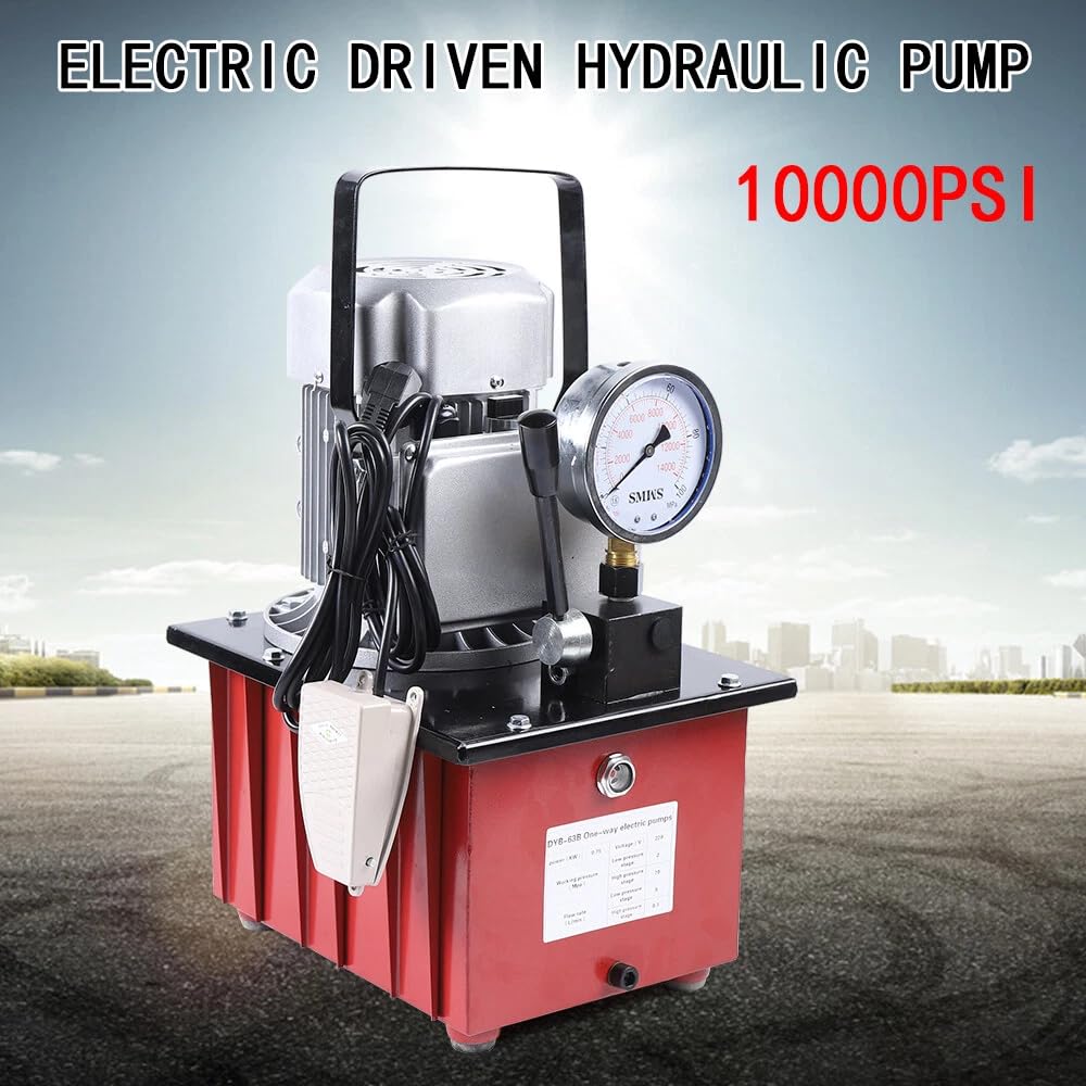 Pompa idraulica elettrica, 750 W, pompa idraulica, velocità del motore, 1400 rpm, pompa ad alta pressione con valvola manuale, interruttore a pedale e capacità dell'olio 7 l