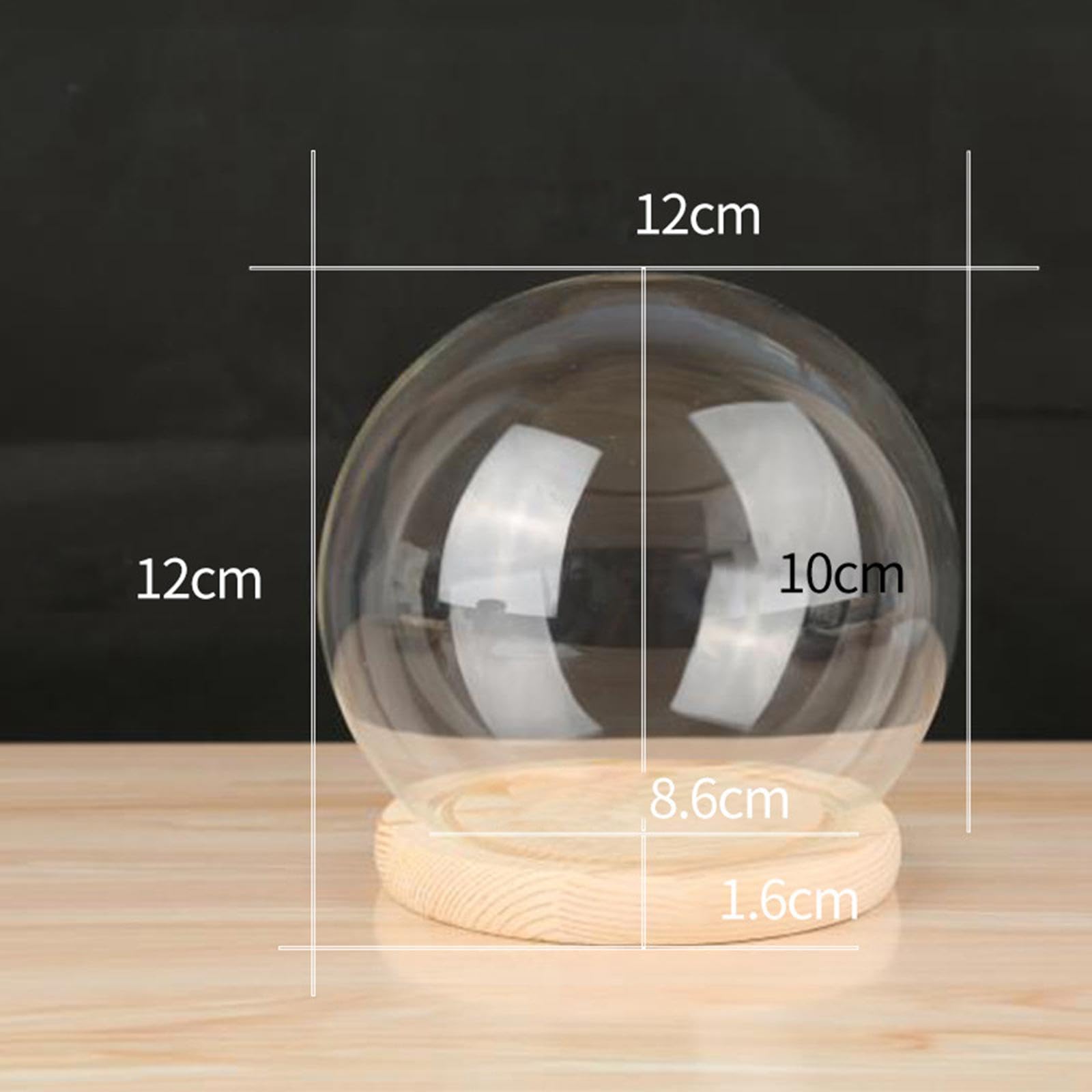 Dôme En Verre Avec Base Bois 12cm - Cloche D'Affichage Pour Décoration Maison