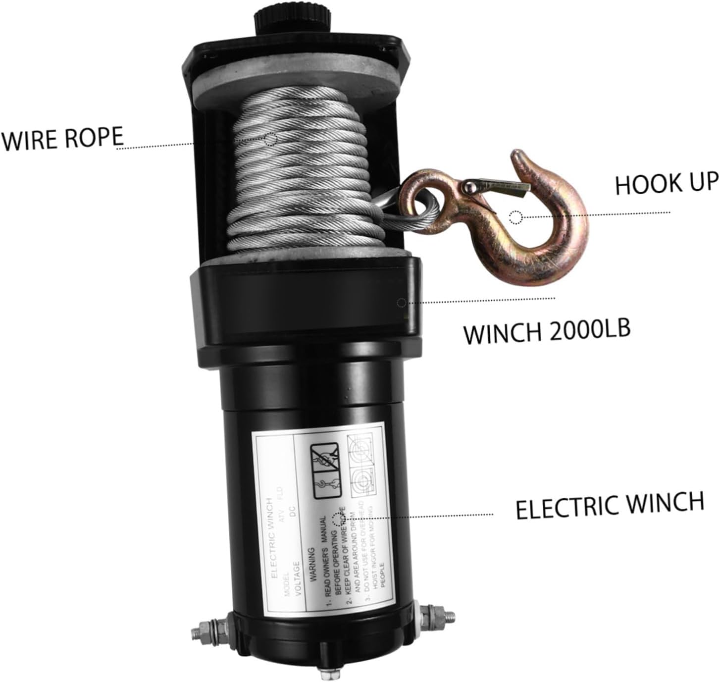 GALPADA 12v 2000lb Electric Winch with Wired Remote Controller, Vehicle Winch for Off-Road Trucks and Suvs, Sturdy Traction Tool for Self-Rescue and Towing