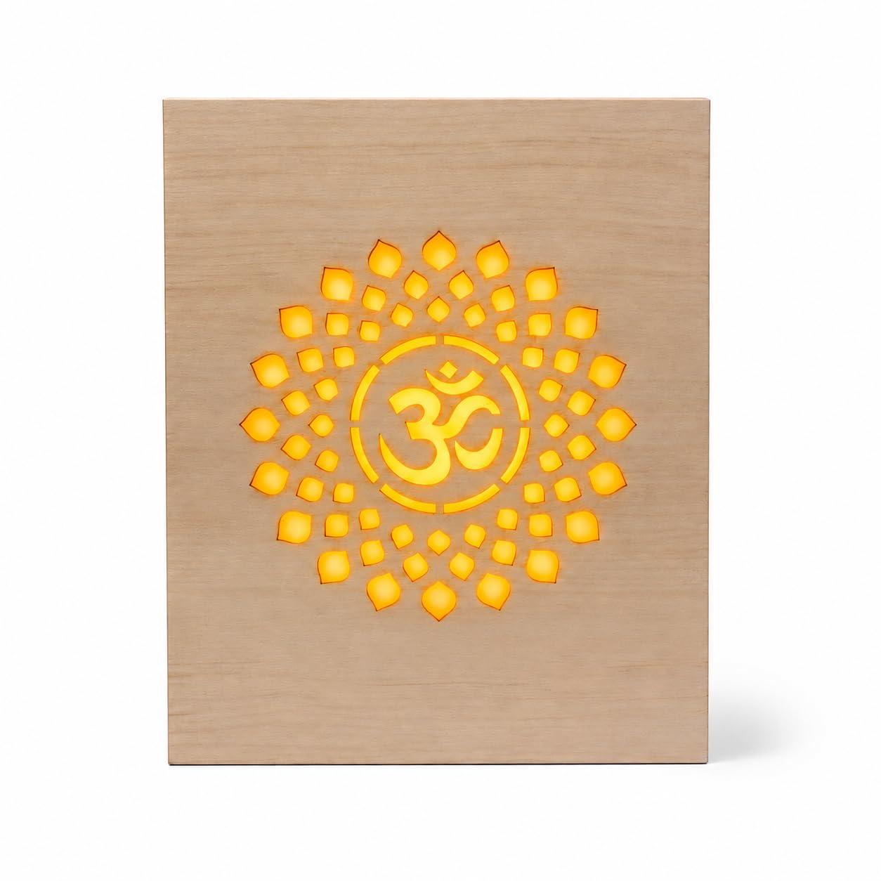 Om Mandala LED Wall Mount Light, MDF, 29.2 x 22.9 cm | Green LED Glow, MDF Construction, Wall Mount, Pooja Room Decor, Prayer Space Light-image-38