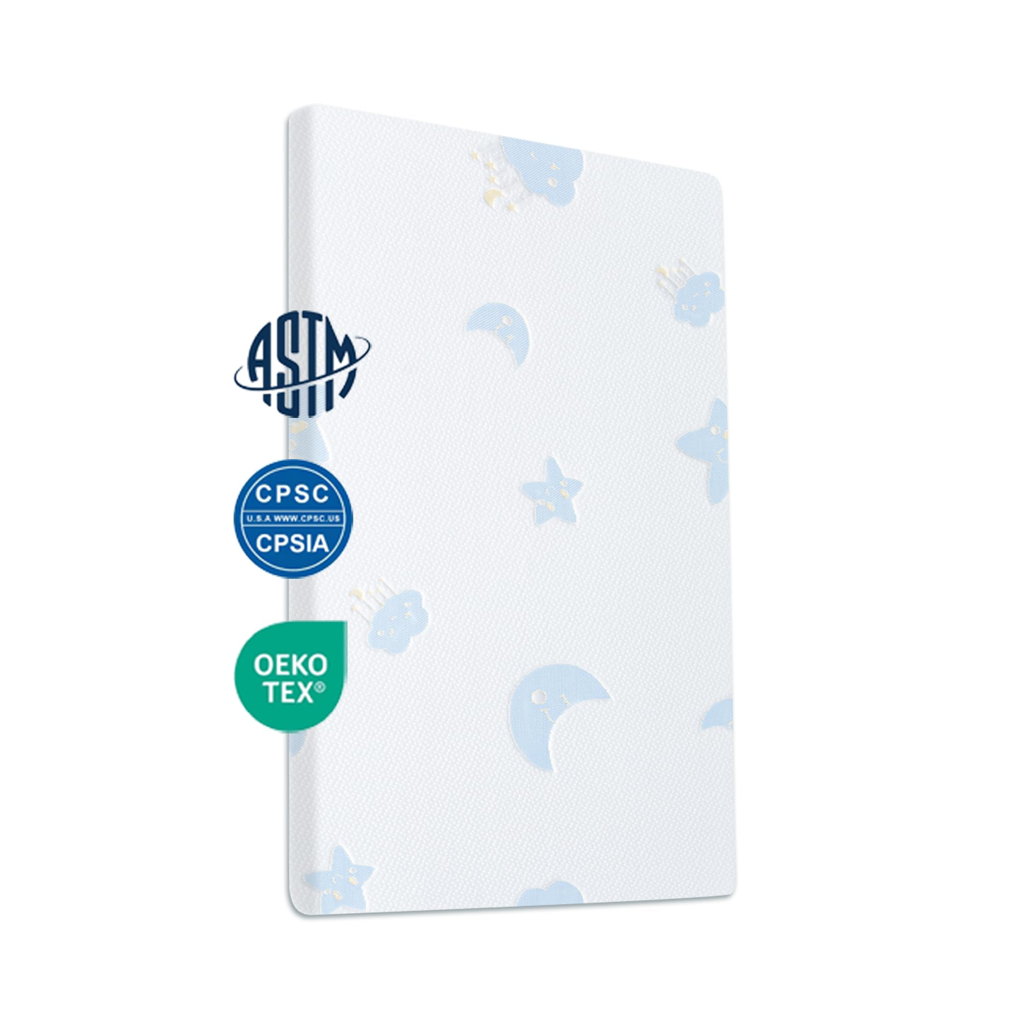 similar Pack and Play Mattress Pad?Portable Crib Pack N Play Mattresses,38 * 26" Inch Jacquard Playpen Mattress for Travel Soft Breathable Play Yard Mattress with Washable Cover (Moon/Star)
