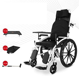 JF-XUAN Silla de Ruedas Plegable, Silla de Ruedas Ligera con Comedor, Multiuso for discapacitados en la Carretilla, autopropulsadas de Ruedas Desmontable Pedales