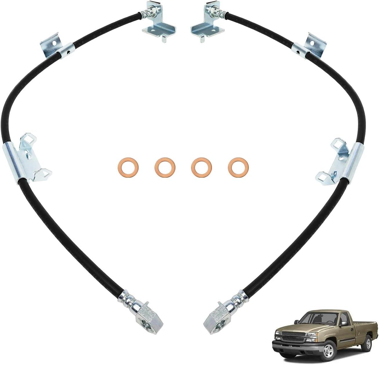 18J4298 & 18J4299 Front Passenger & Driver Side Brake Hydraulic Hose Compatible with Cadillac Escalade│Chevy Avalanche Silverado 1500 Tahoe│GMC Sierra 1500 Yukon, Replace H620442, H620441