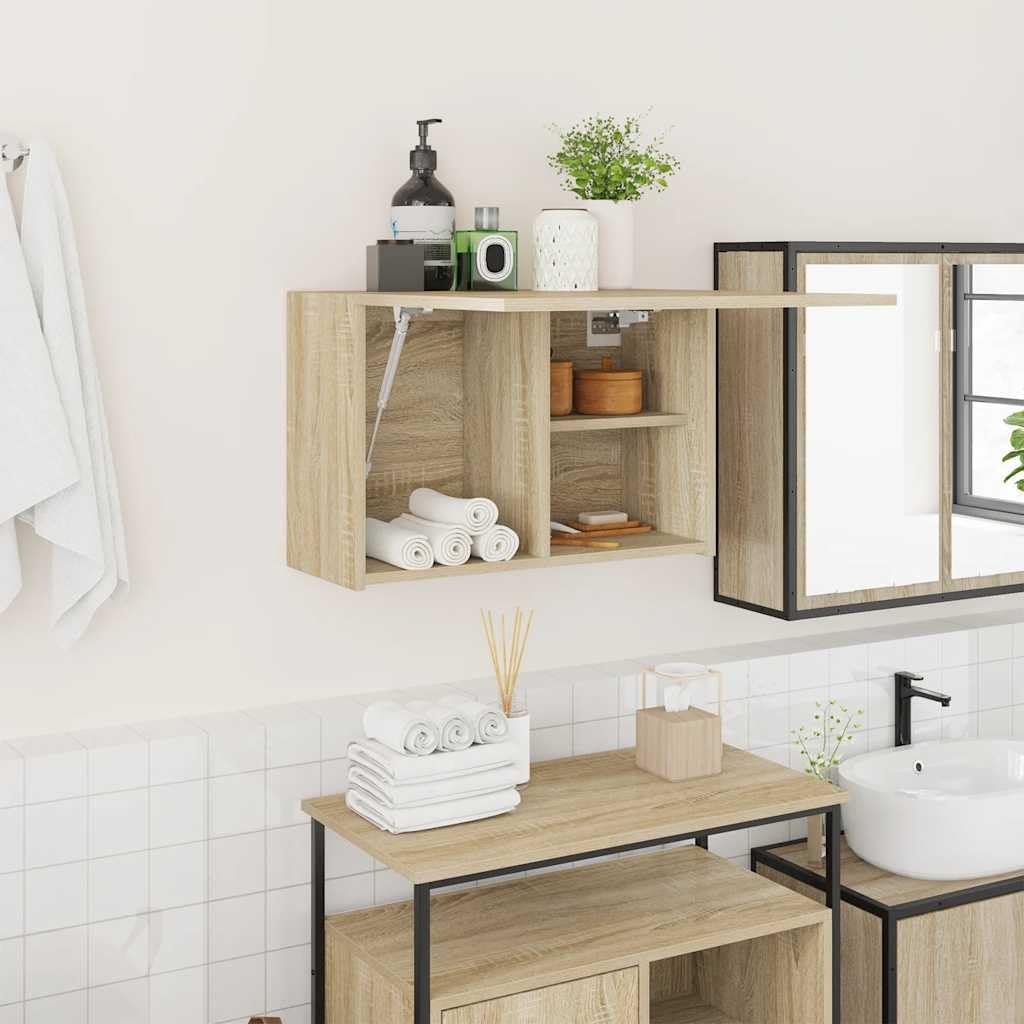 vidaXL Mobile da Bagno Rovere Sonoma 60x25x40 cm in Legno Multistrato, Armadio a Muro da Bagno, Armadio da Bagno a Muro, Armadio da Bagno a Parete
