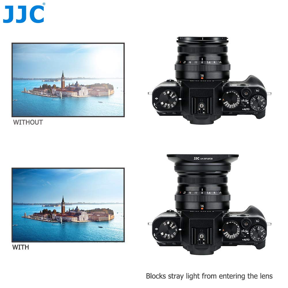 JJC Bagnetowa Osłona Przeciwsłoneczna LH-JXF16F28 Do Obiektywu Fujinon XF 16 mm F2.8, Kompatybilna z FUJIFILM XF f/2.8 R WR z Suwakiem