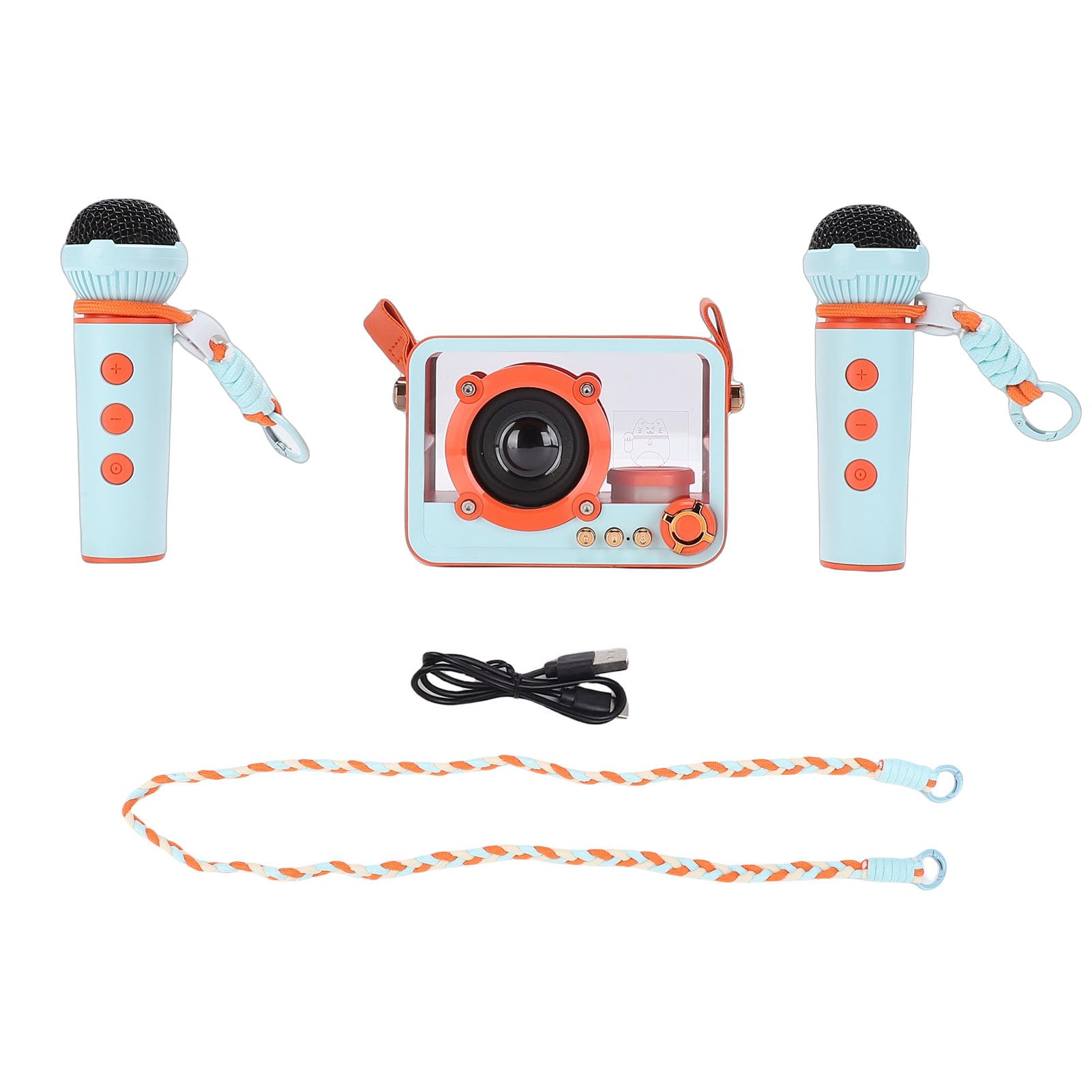 CHICIRIS Altoparlante Karaoke Wireless Compatto con 2 Microfoni per Bambini e Adulti, Ideale per Feste di Compleanno e attività in Classe (ORANGE)