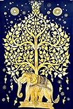 Tree of Life Tapestry, Indian Elephant Tapestry, Tree- Elephant Tapestry, Indian Tapestry, Twin Age Dorm Bedding, Tree of Life Tapestry by Jaipur Handloom