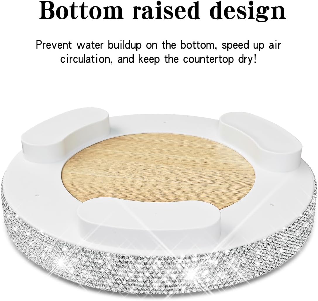 Bling Decorative Tray for Coffee Table，Glitter Round Tray Decor Coffee Table Decor Table Trays Decorative，Shiny Perfume Organizer Dresser Perfume Tray (Round - 12“)