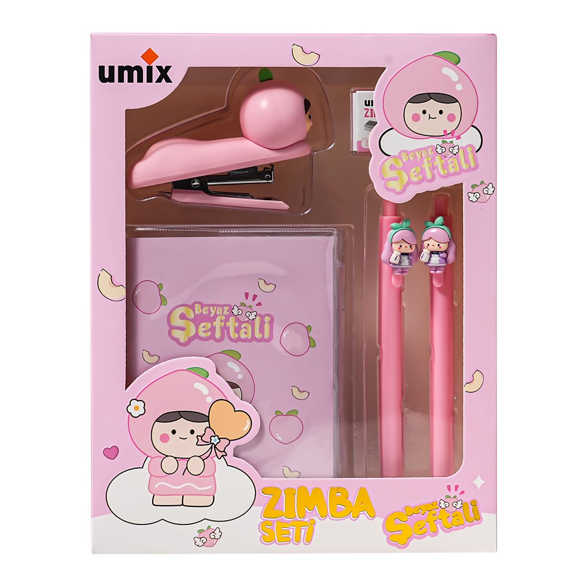 Umix Beyaz Şeftali Kırtasiye Seti