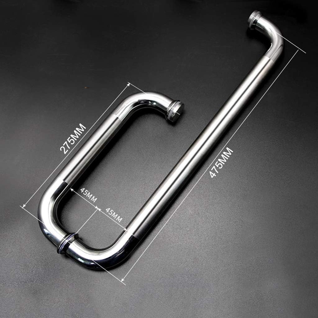 Shower Door Handle Hardware Parts Stainless Steel, Glass Door-Knobs, 185mm.225mm.275mm Hole Centres Optional, Suitable for Shower Enclosures, Bathroom,Kitchen (Size : 275mm+475mm)