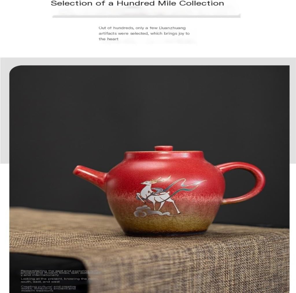 Teapot Ceramic Teapot Rood Teapot Ceramic Hand-Painted Teapot Kung Fu Teapot Kiln Pear-Shaped Teapot Gift Box Tea Sets (Rood A)
