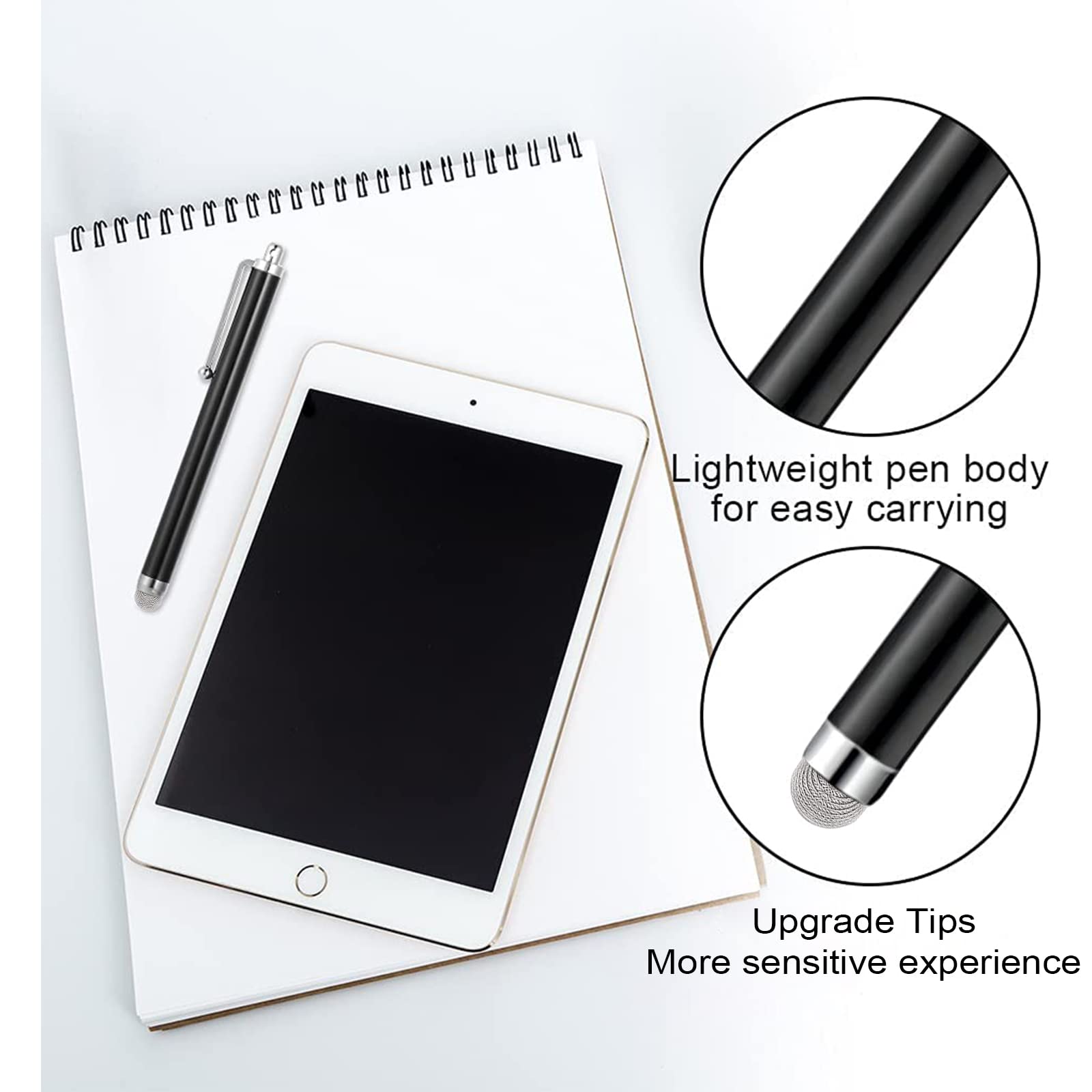 20 Penne Stilo Universali Per Touch Screen – Gommino Sensitivo, Colori Assortiti, Clip, Per Smartphone E Tablet - 3