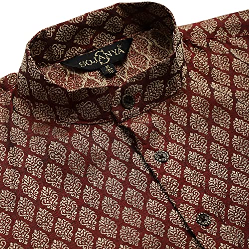 Image of SOJANYA (Since 1958, Men's Silk Blend Grey Kurta Pyjama & Silk Blend Jacket Combo