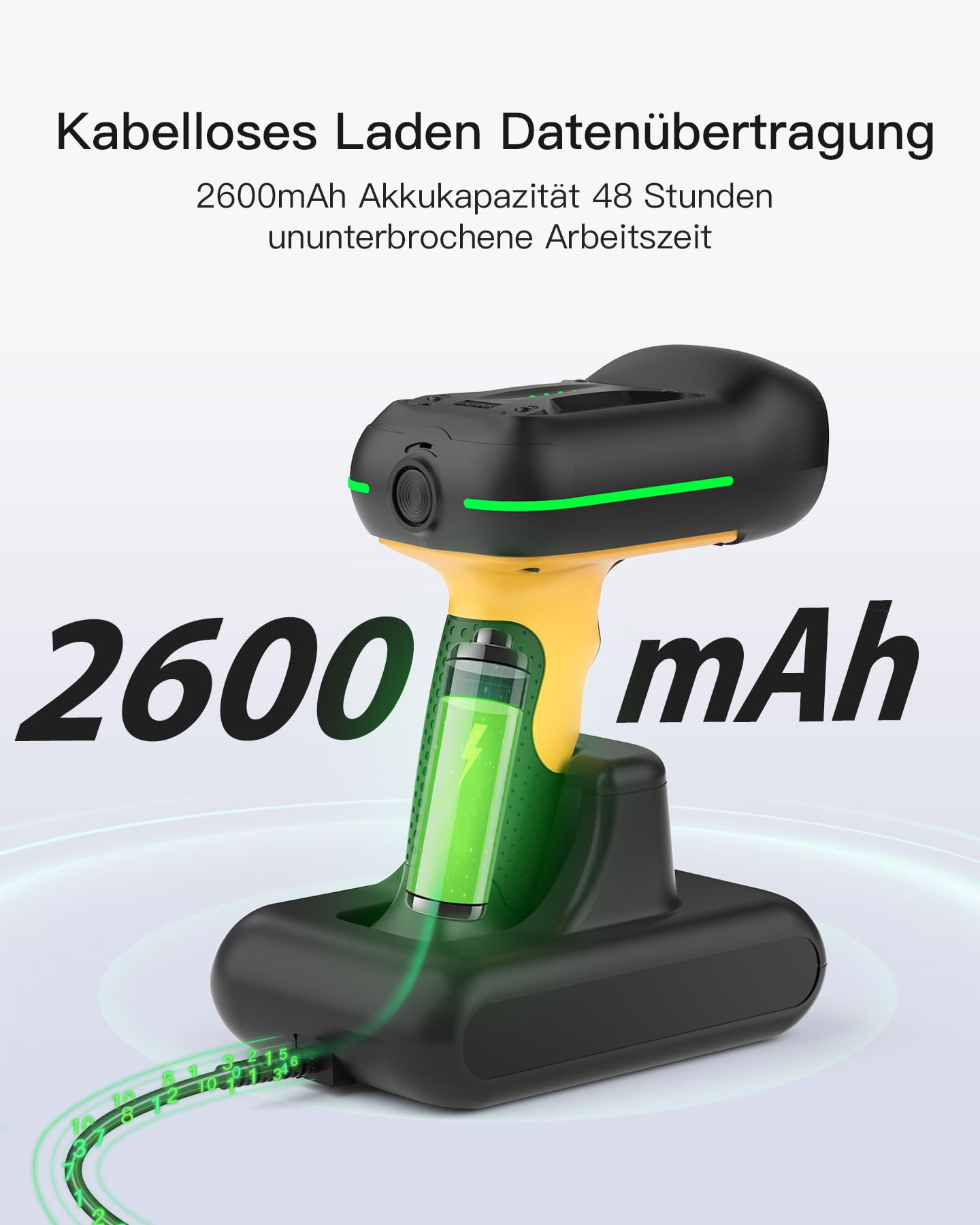 Inateck BCST-75S Industrial 2D Barcode Scanner Kabellos, IP67, 2600mAh Akku