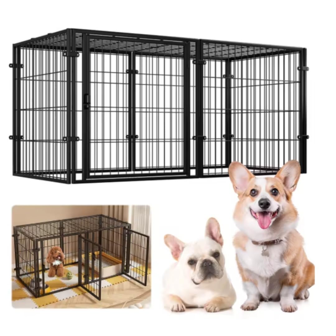 Dog Pen 120x60x60cm Escape-Proof Indoor Kennel Top Door