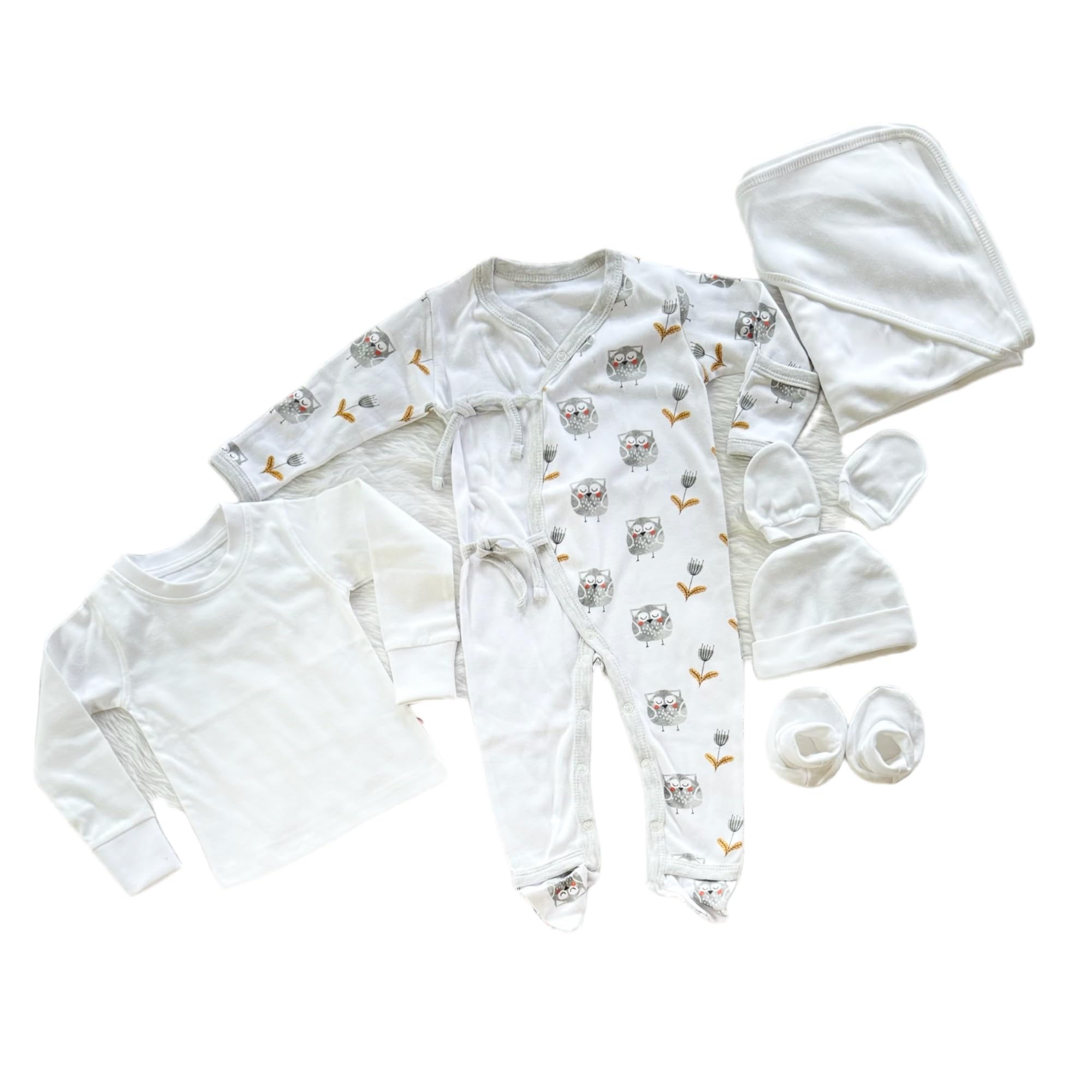 Picksparrow Premium Cotton Unisex Baby Shower Gift/Newborn Baby Girl and Baby Boy Gift (Owl)-image-9