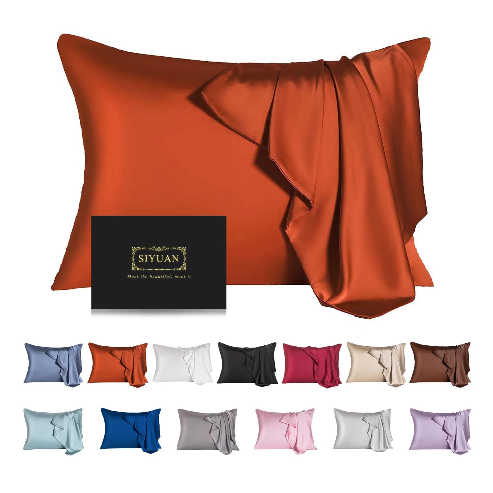 Mulberry Silk Pillowcase for Hair and Skin,Cooling Silk Pillow Case with Hidden Zipper,Allergen Proof Dual Sides Soft Breathable Smooth Silk Pillow Cover for Women (Orange, Toddler)
