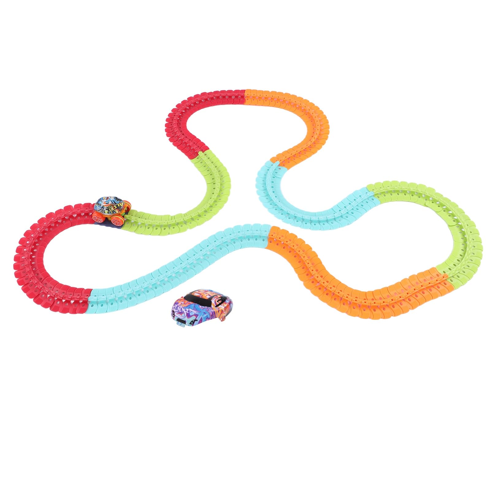 Focket Set di Piste per Auto, Piste Flessibili e Modificabili Pista per Auto da Corsa Pista Illuminata con e Bagliore a LED per Bambini (188PCS)